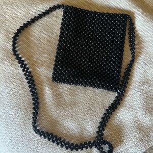 Beaded Small Black Pouch